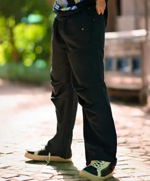 Shadowed Night Black Parachute Cargo Pants | Men