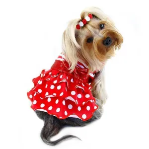 Sparkling Bow Ruffle Layered Dog Dress