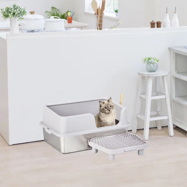 Stainless Steel Cat Litter Box | Extra-Large | Anti-Tracking Design