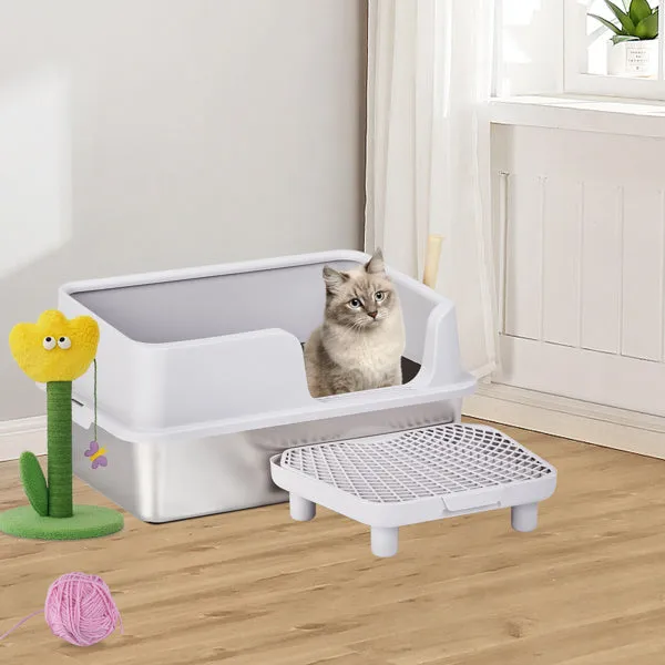 Stainless Steel Cat Litter Box | Extra-Large | Anti-Tracking Design