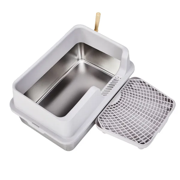 Stainless Steel Cat Litter Box | Extra-Large | Anti-Tracking Design