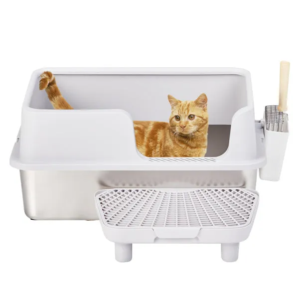 Stainless Steel Cat Litter Box | Extra-Large | Anti-Tracking Design