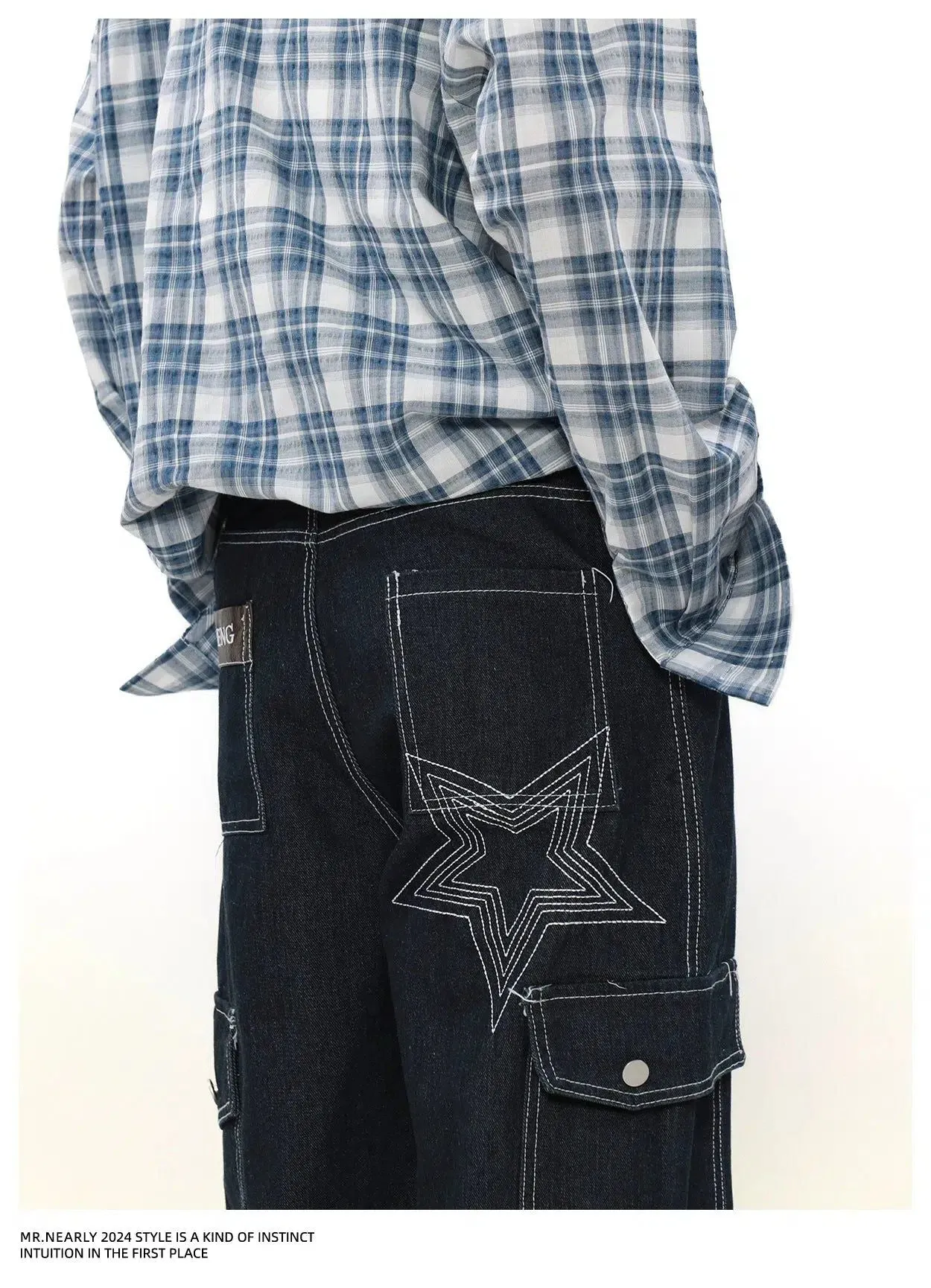 Stitched Flap Pocket Wide Cargo Pants