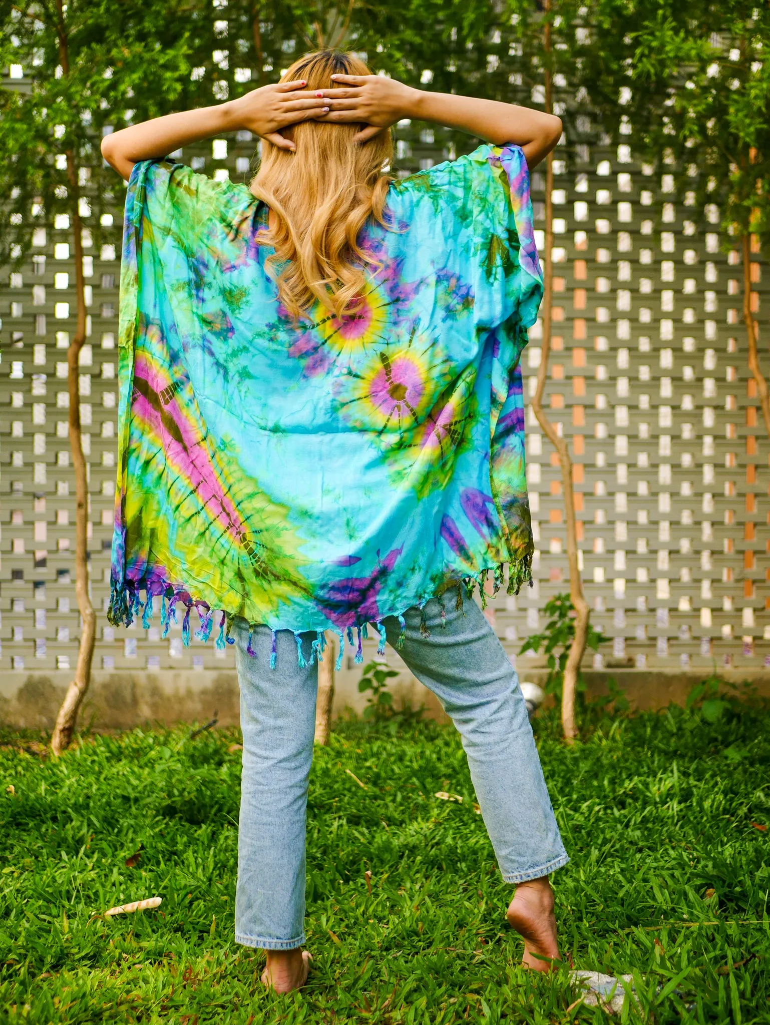 T0220- Hand Dyed Tunic Boho Kaftan Blouse Hippie Oversize Tops