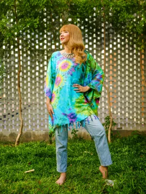T0220- Hand Dyed Tunic Boho Kaftan Blouse Hippie Oversize Tops