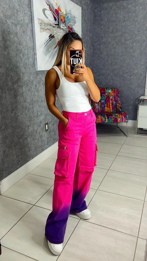 T209 Ombré effect cargo pants