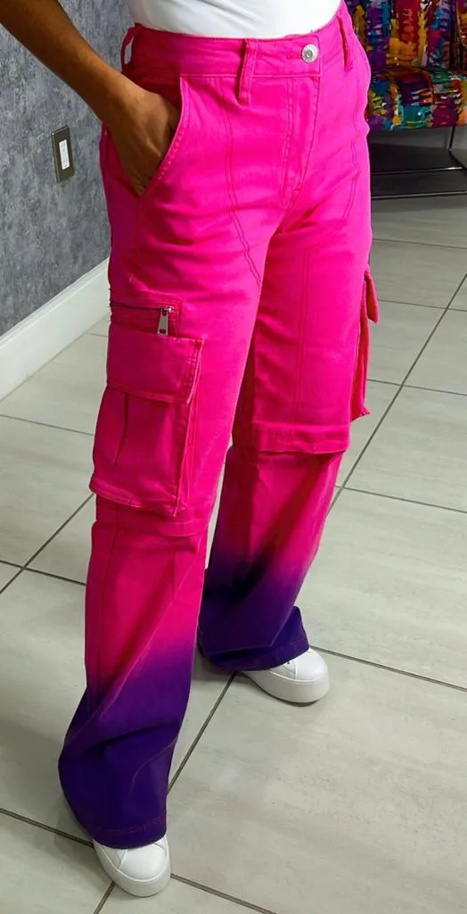 T209 Ombré effect cargo pants