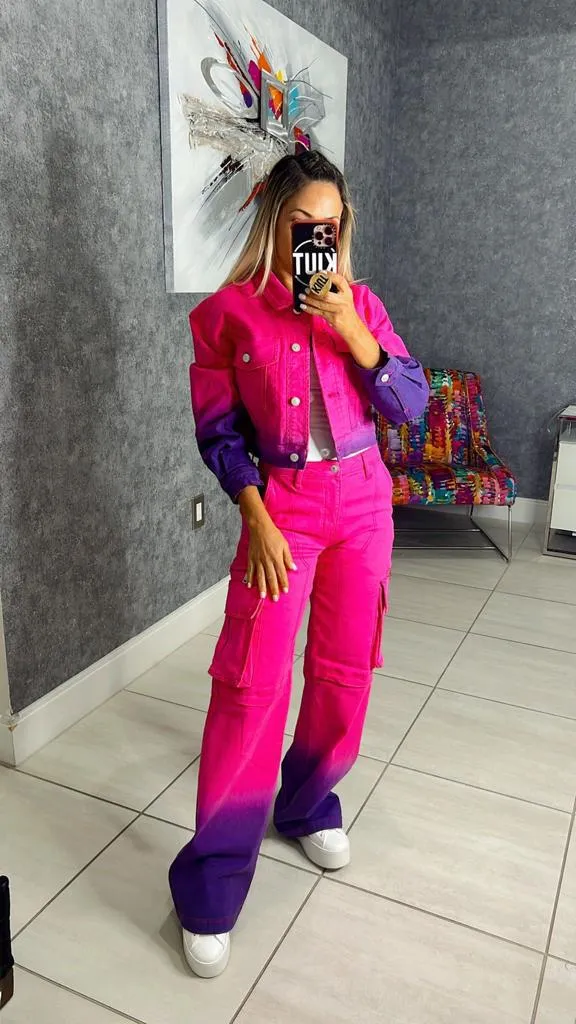T209 Ombré effect cargo pants