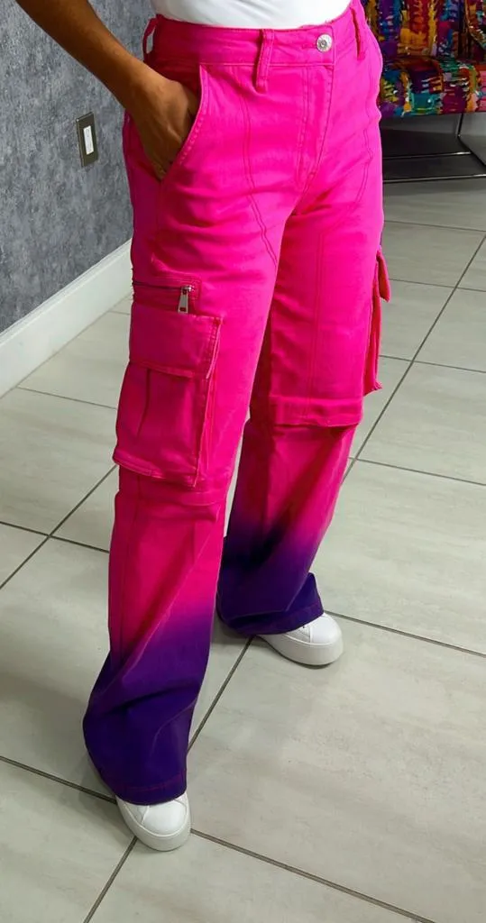 T209 Ombré effect cargo pants