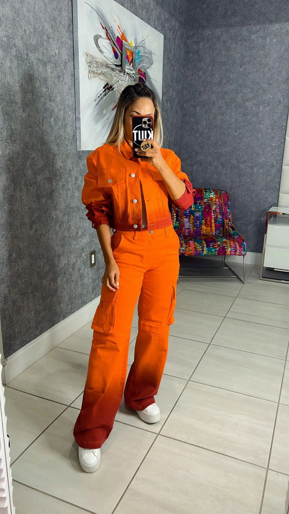 T209 Ombré effect cargo pants