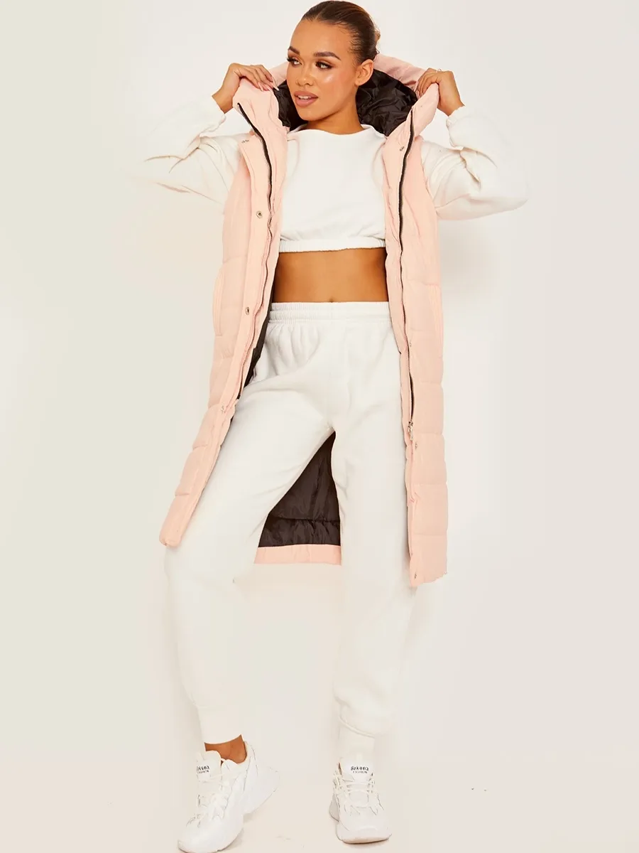 Tara Longline Puffer Vest | Peach