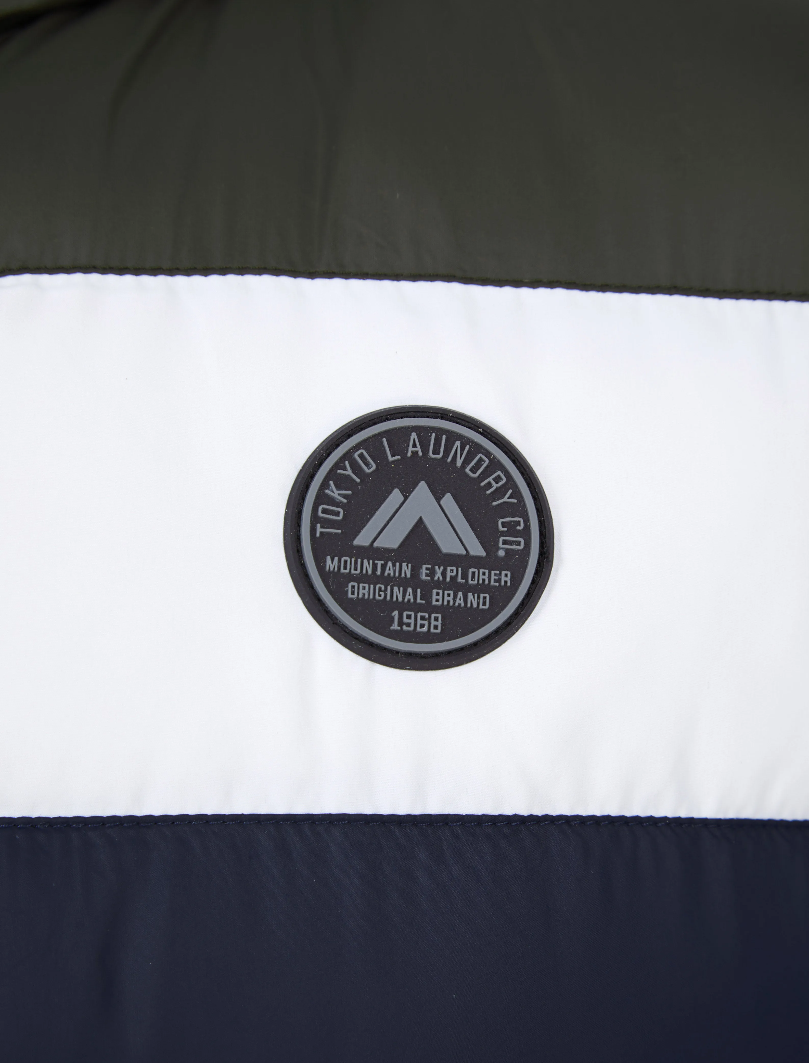 Therius Micro Fleece Lined Quilted Puffer Gilet with Hood in Sky Captain Navy - Tokyo Laundry