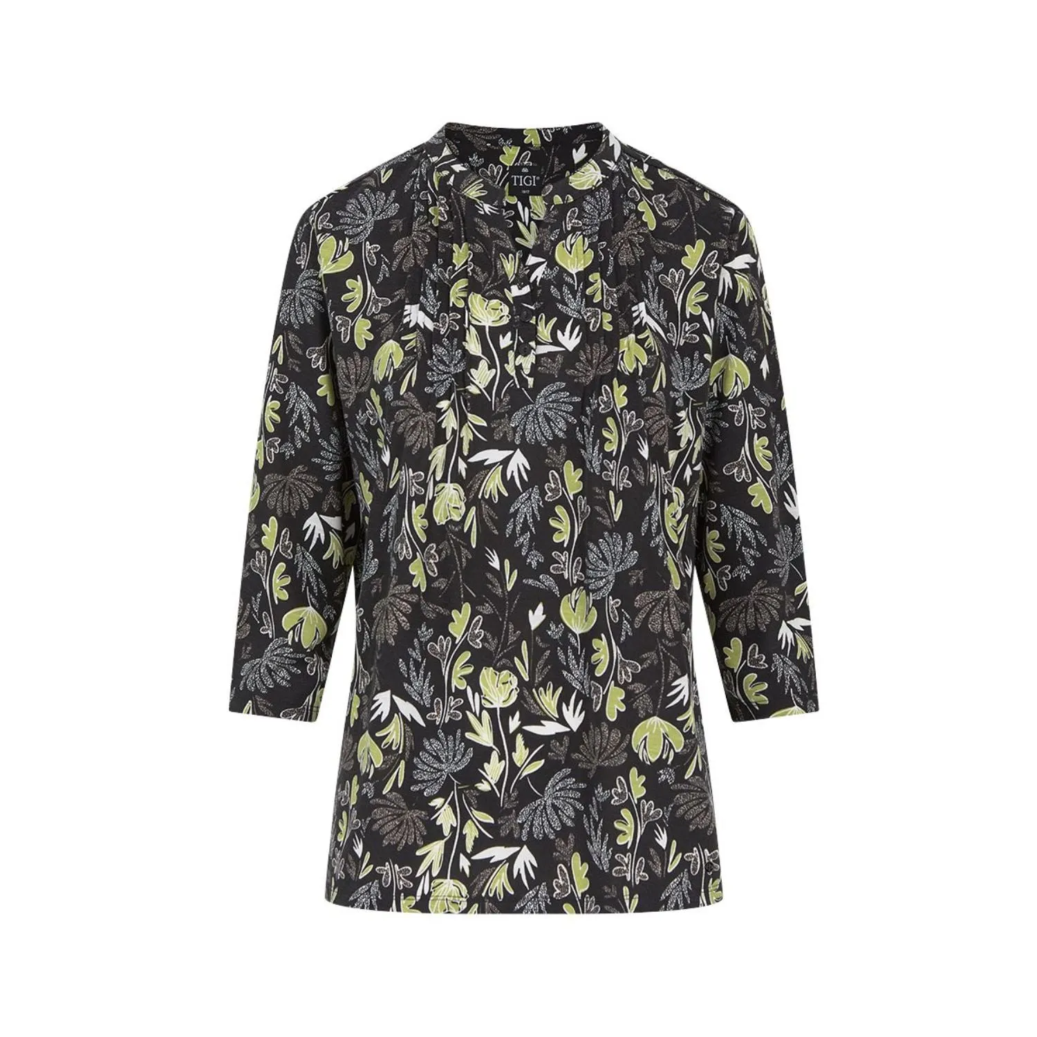 TIGI 22/24 Notch Neck Pin Tuck Detail Top