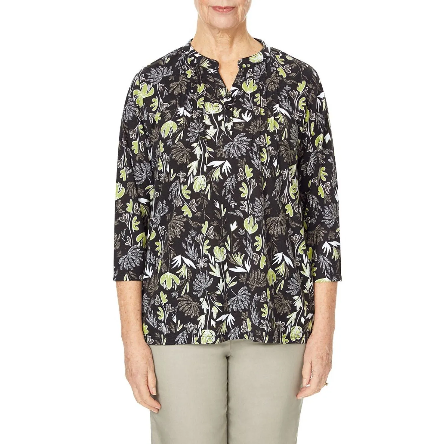 TIGI 22/24 Notch Neck Pin Tuck Detail Top