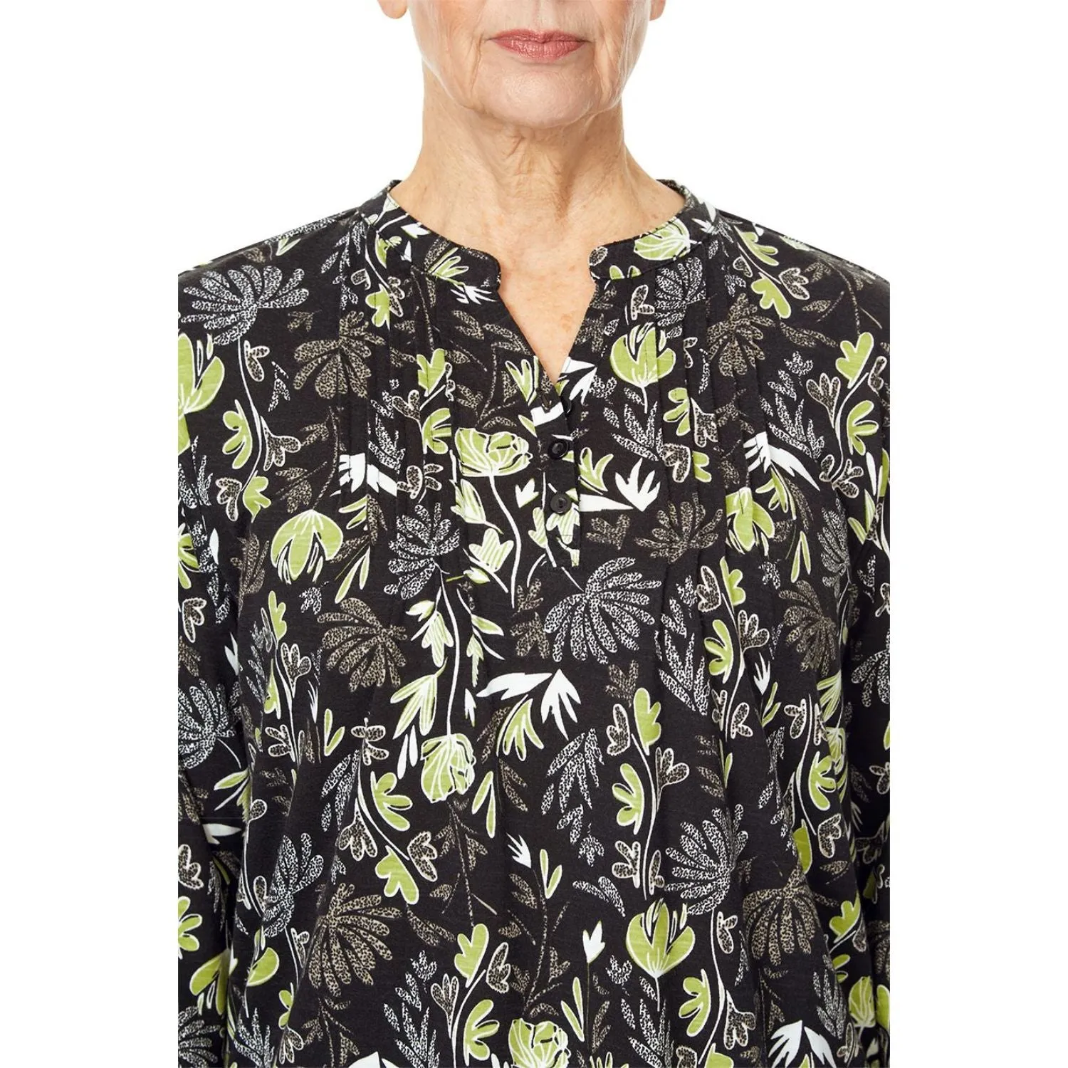 TIGI 22/24 Notch Neck Pin Tuck Detail Top