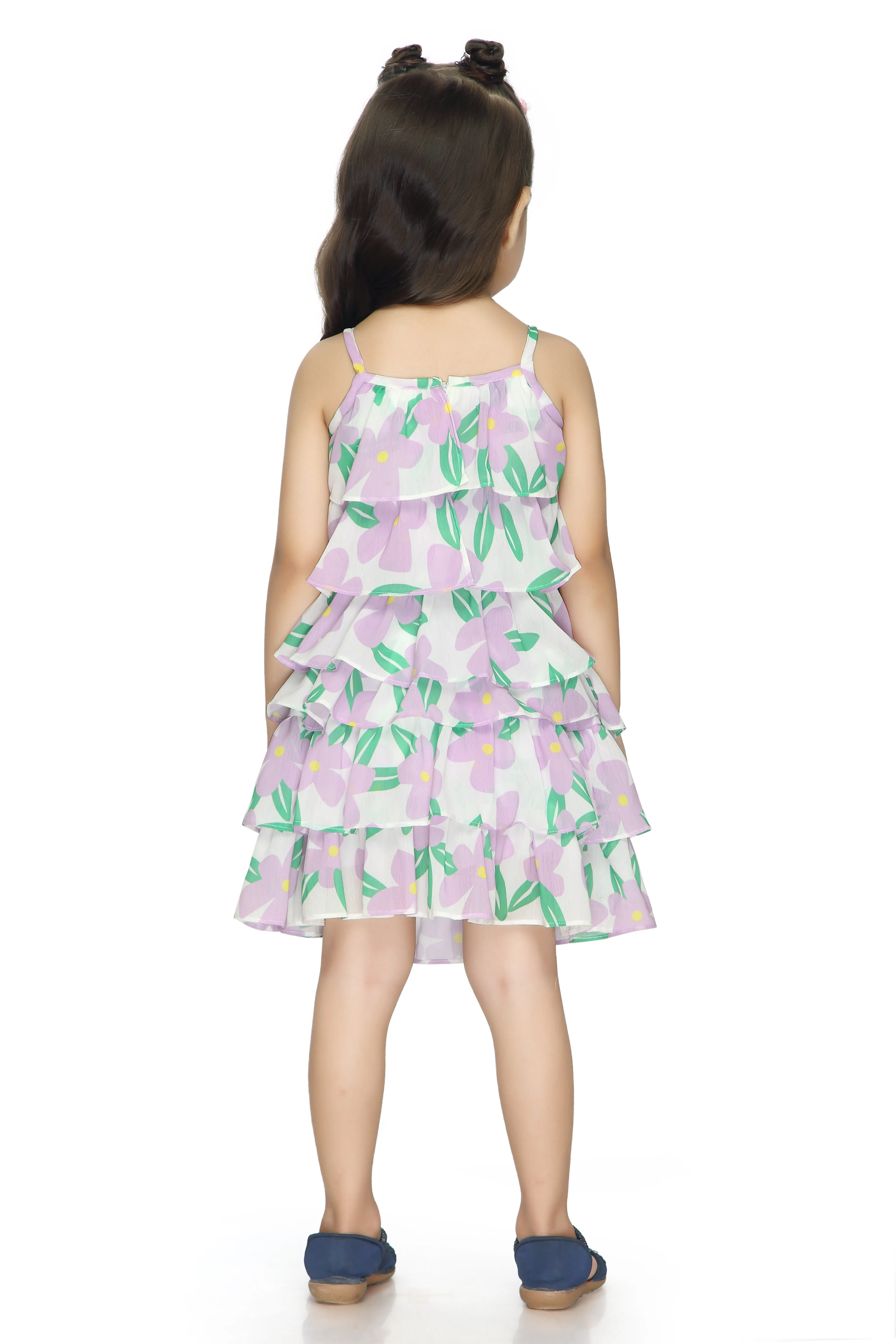 Tressel Kids Sleeveless Floral Print Three Layered Design
