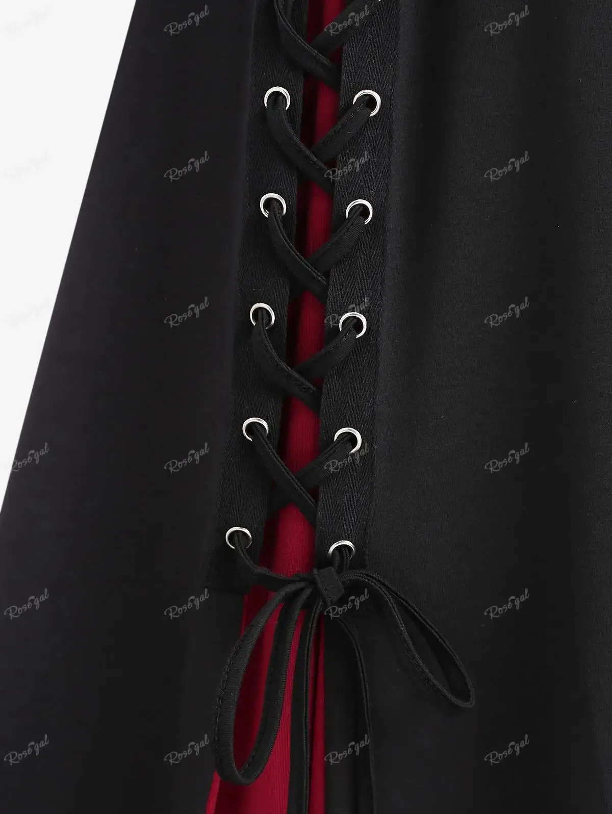 Uniwim Gothic Suspender Skirt Lace Up Ruched Layered Button Chain Skirts Ladies All Season Wear Elastic Waist Midi Skirt