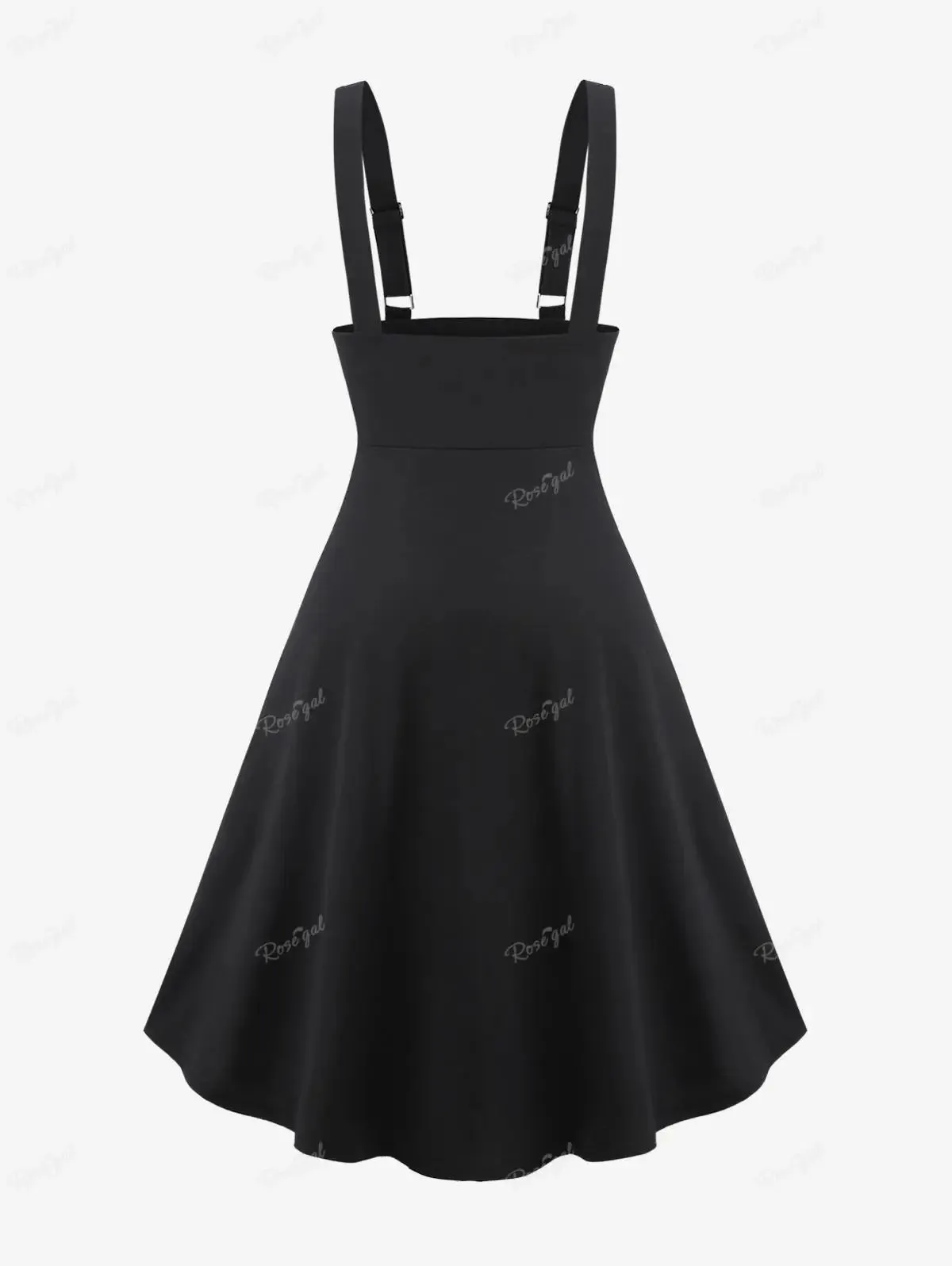Uniwim Gothic Suspender Skirt Lace Up Ruched Layered Button Chain Skirts Ladies All Season Wear Elastic Waist Midi Skirt
