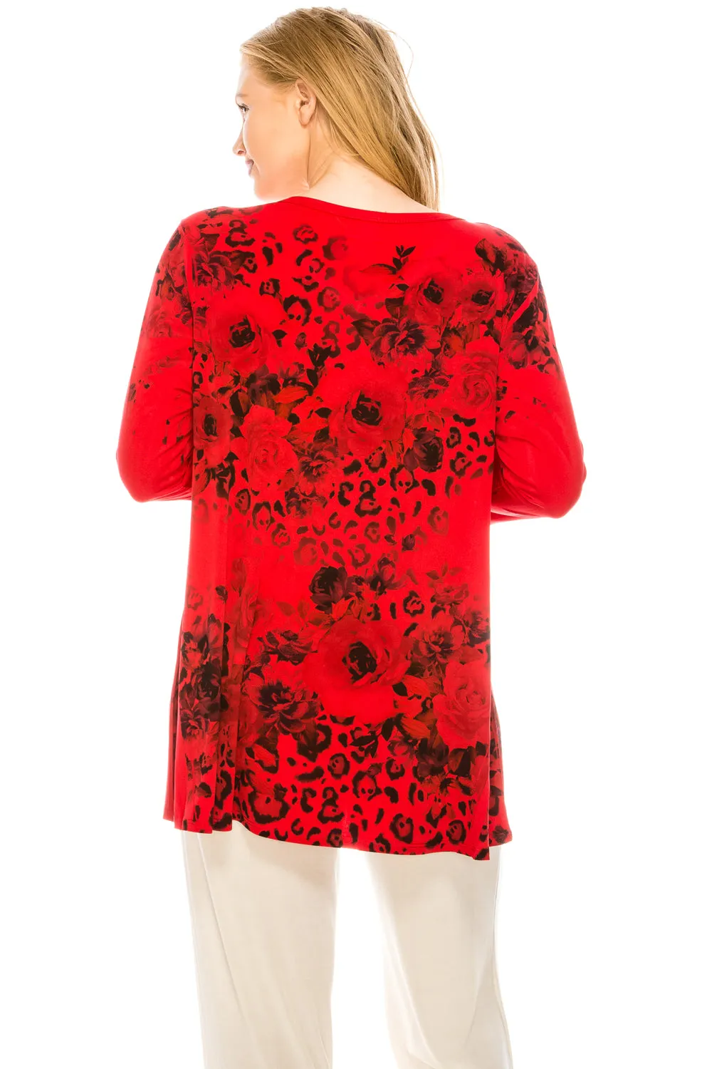 V-Nk Binding Tunic  Quarter Sleeve Rhinestones-3047HT-QRU1-R-U182