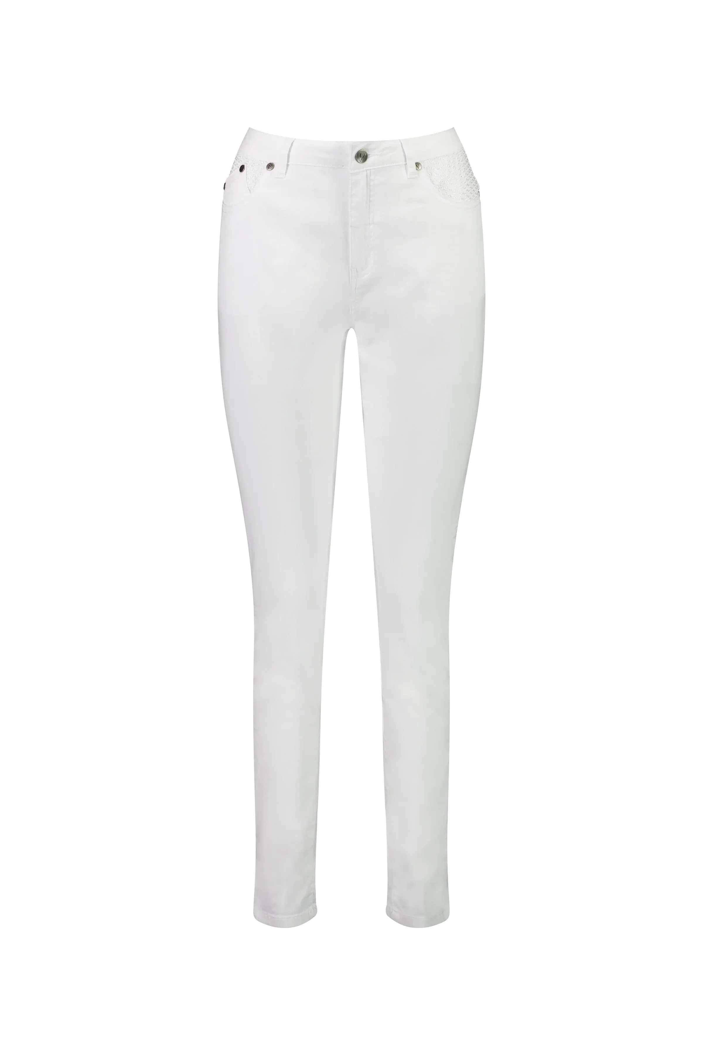 Vassalli - Skinny Leg Full Length Basket Weave Jean-White