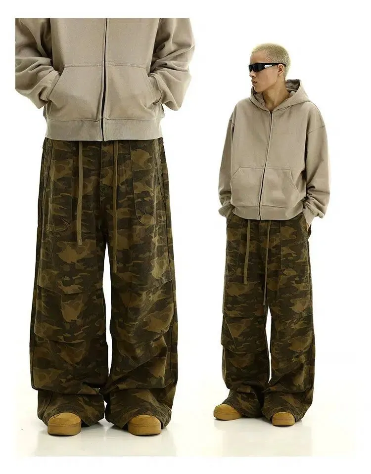 Vibrant Camo Drawstring Cargo Pants