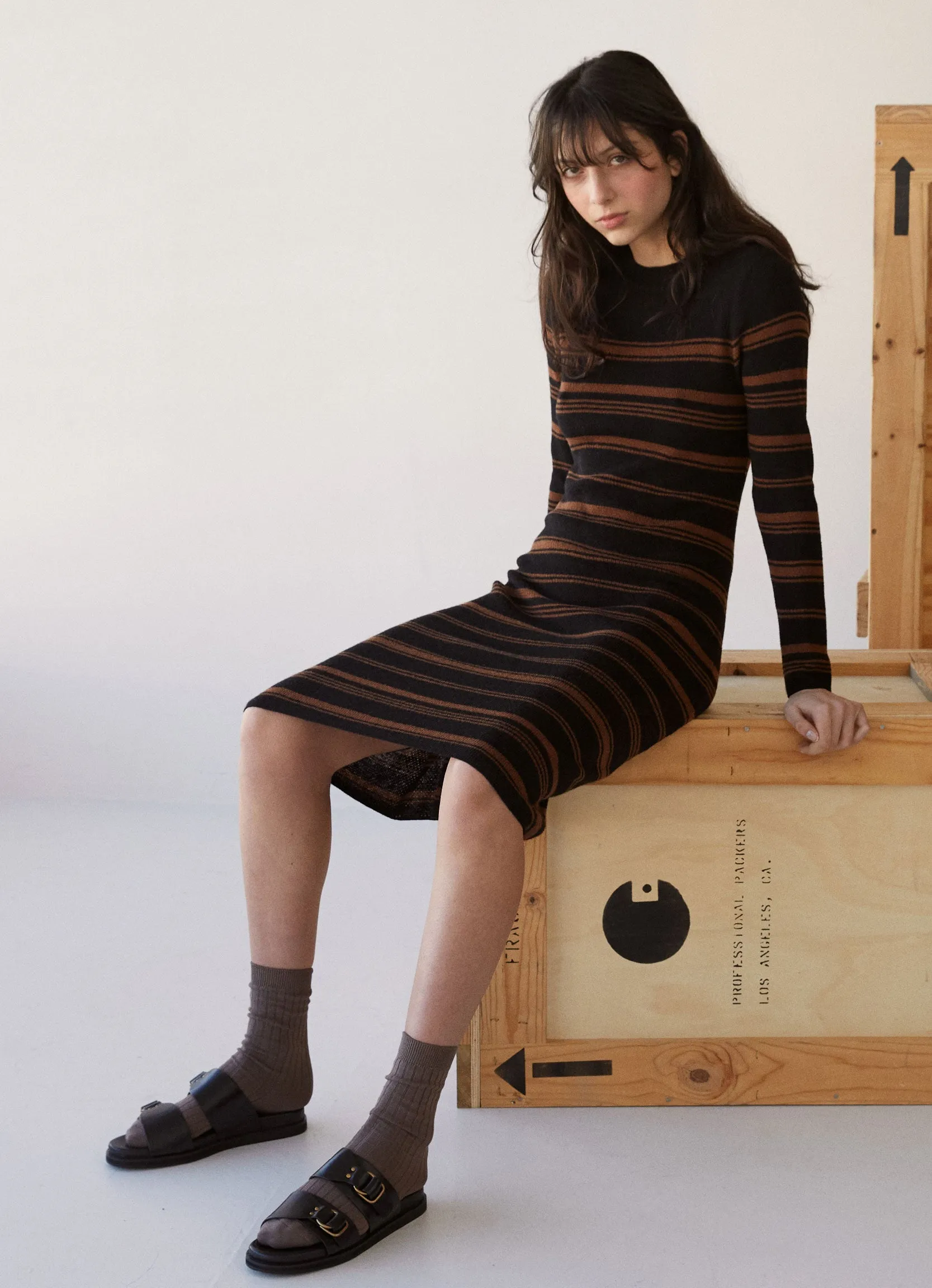 Waffle stripe dress