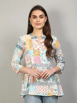 Women Off-White & Multi Floral Printed Tunic