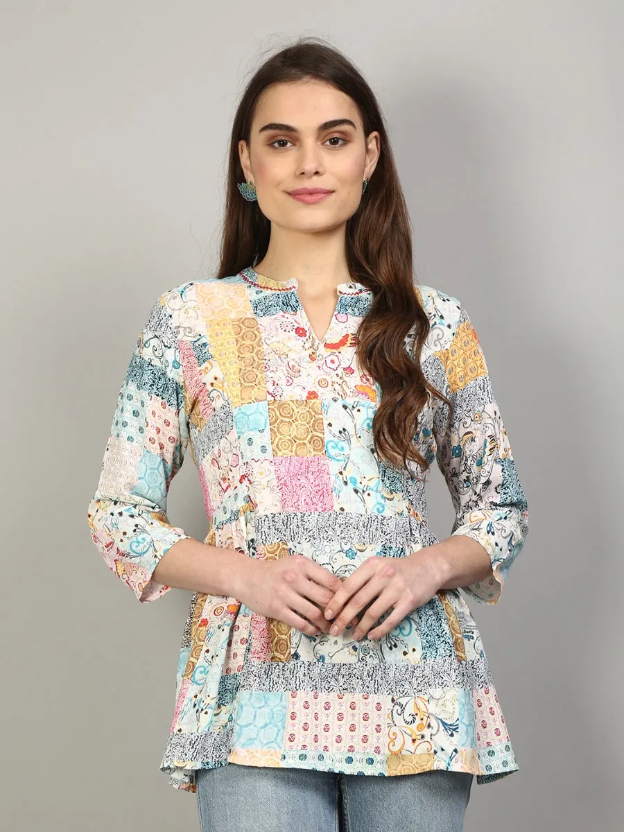 Women Off-White & Multi Floral Printed Tunic