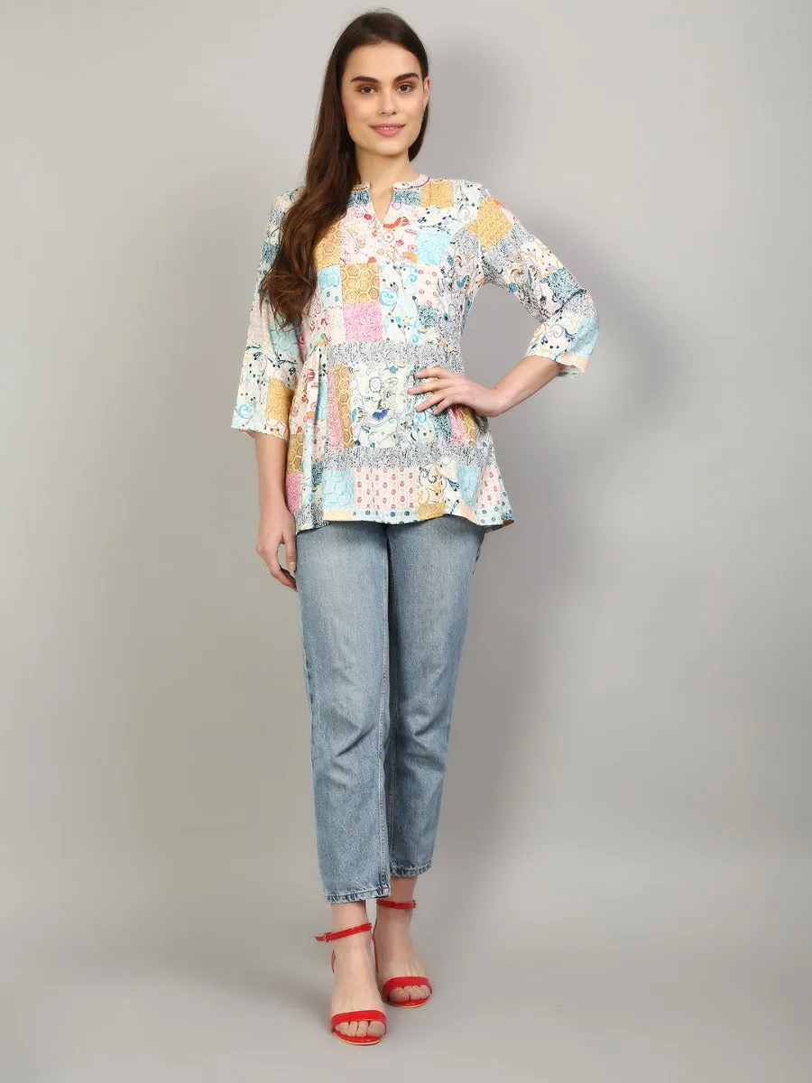 Women Off-White & Multi Floral Printed Tunic