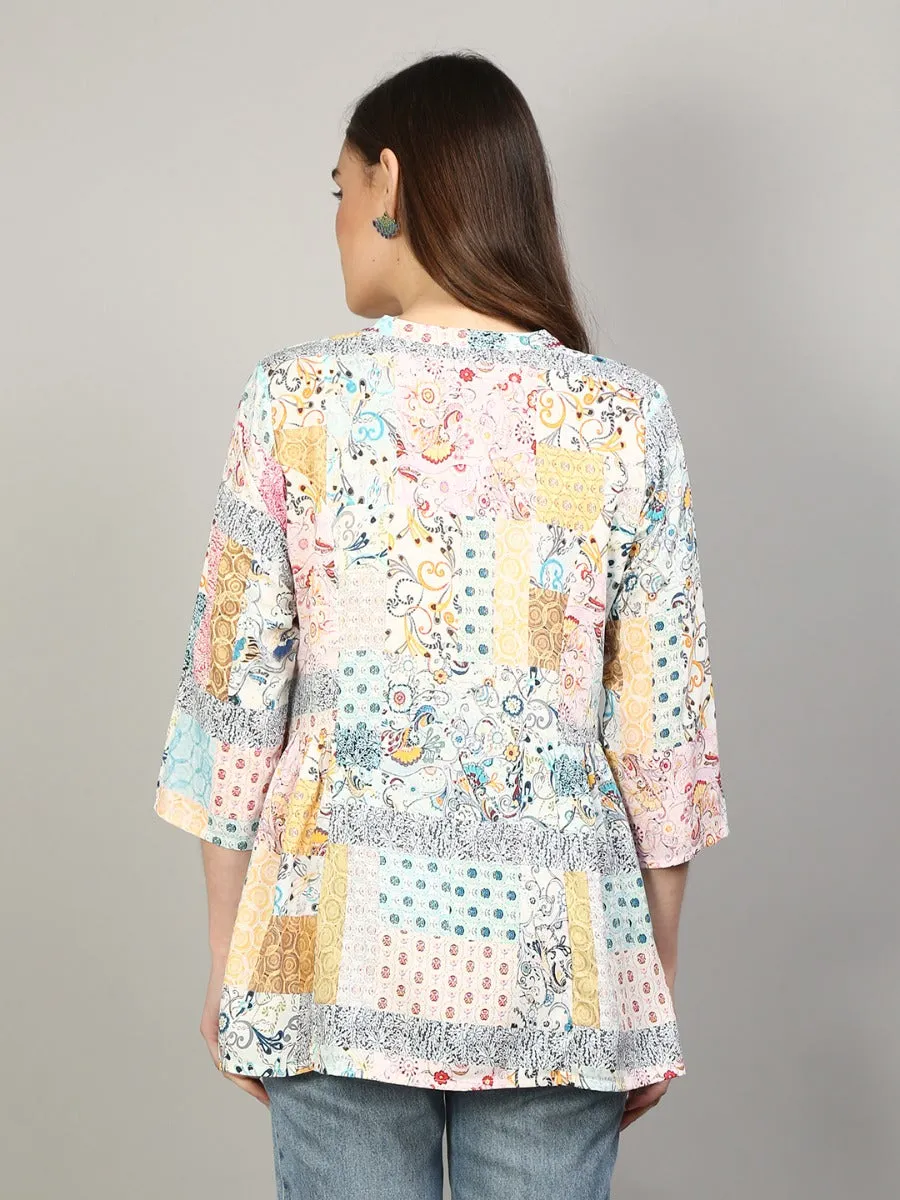 Women Off-White & Multi Floral Printed Tunic