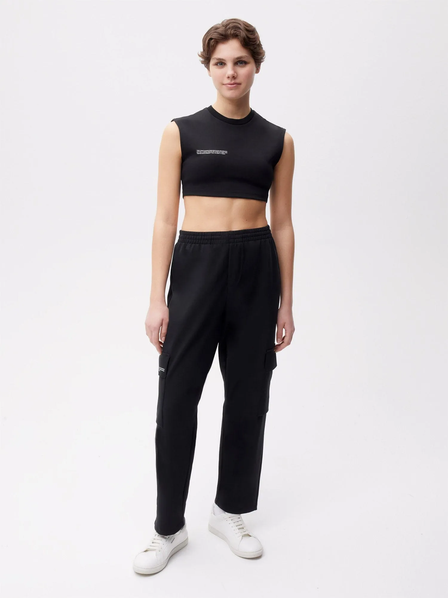 Womens Double Jersey Cargo Track Pants—black