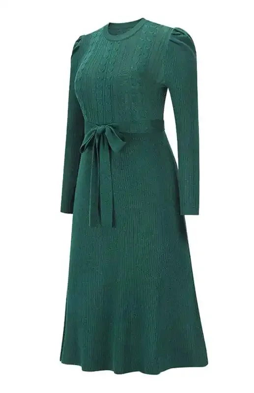 Women’s Long Sleeve Cable Knit Sweater Dresses