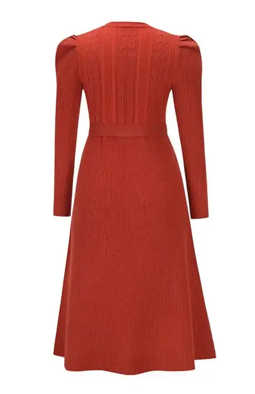 Women’s Long Sleeve Cable Knit Sweater Dresses
