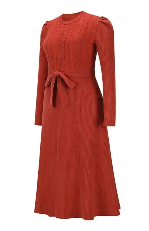 Women’s Long Sleeve Cable Knit Sweater Dresses