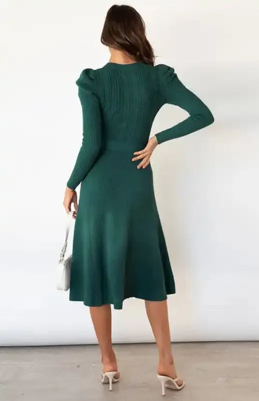 Women’s Long Sleeve Cable Knit Sweater Dresses