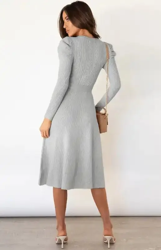 Women’s Long Sleeve Cable Knit Sweater Dresses