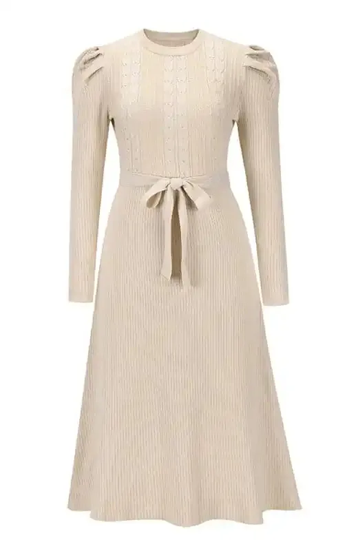 Women’s Long Sleeve Cable Knit Sweater Dresses