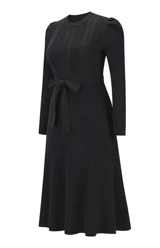 Women’s Long Sleeve Cable Knit Sweater Dresses
