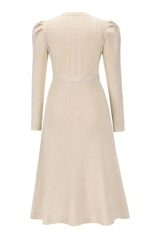 Women’s Long Sleeve Cable Knit Sweater Dresses