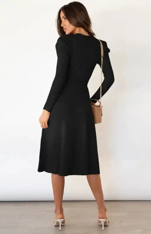 Women’s Long Sleeve Cable Knit Sweater Dresses
