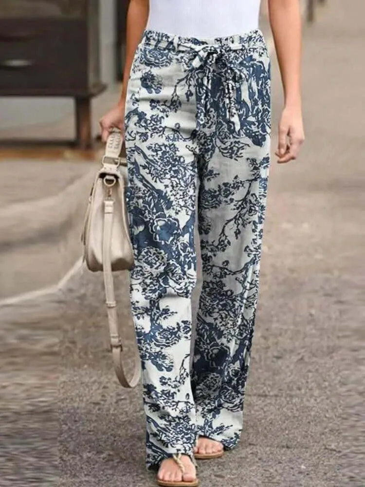 Women's Wide-Leg Floral Pants: Lightweight & Breathable