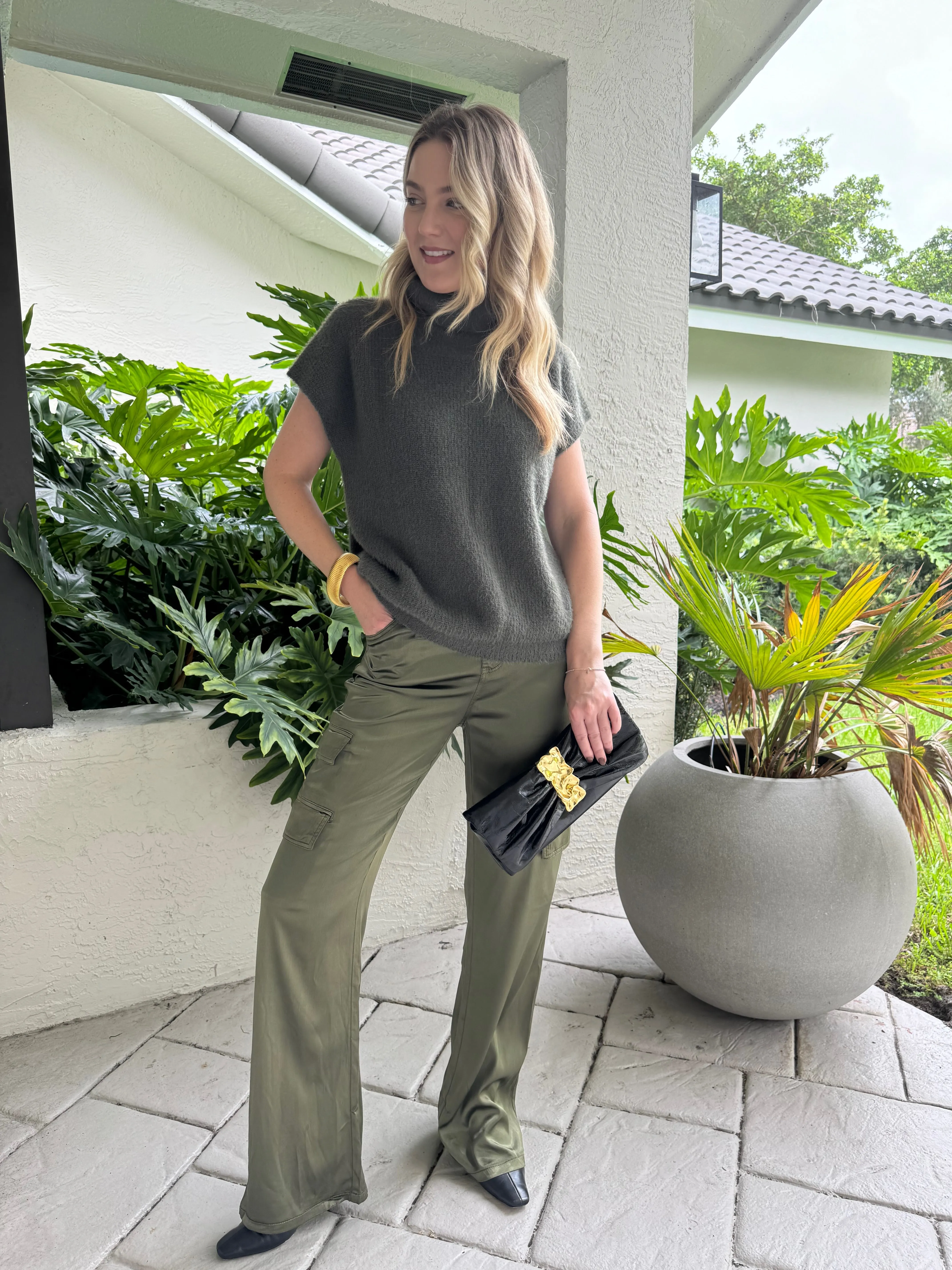 Zendaya Silky Cargo Pants - Pine