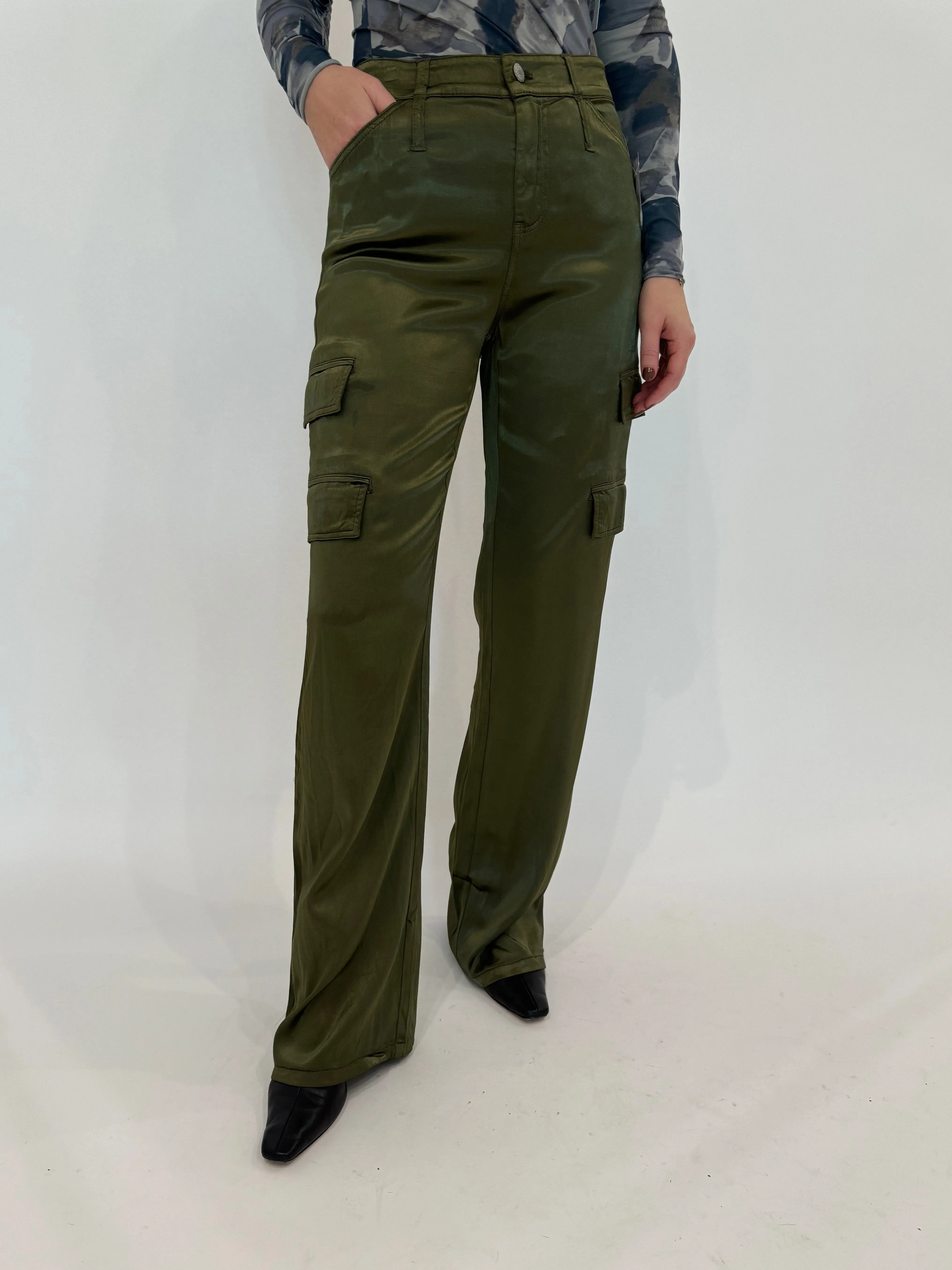 Zendaya Silky Cargo Pants - Pine
