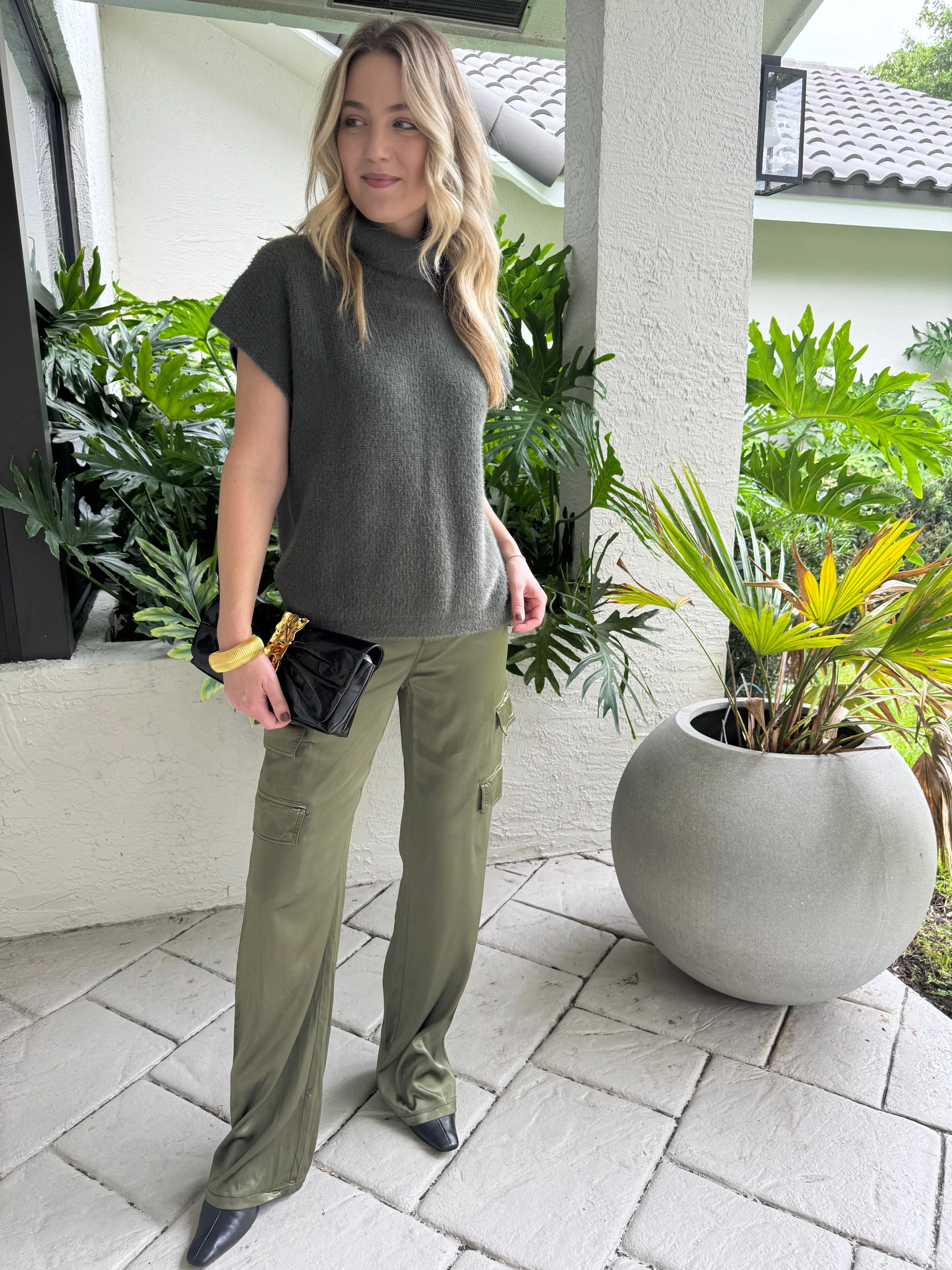 Zendaya Silky Cargo Pants - Pine