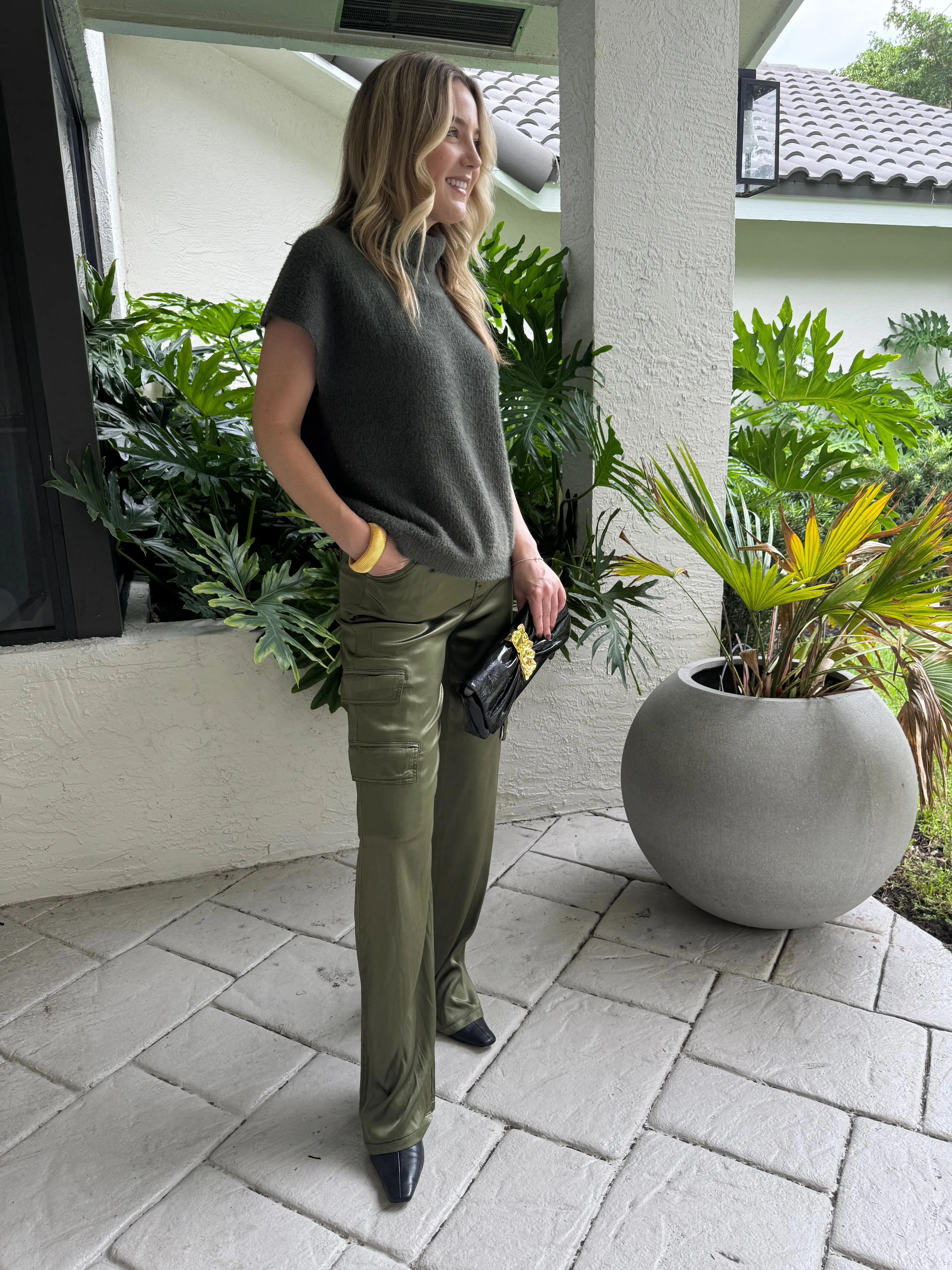 Zendaya Silky Cargo Pants - Pine